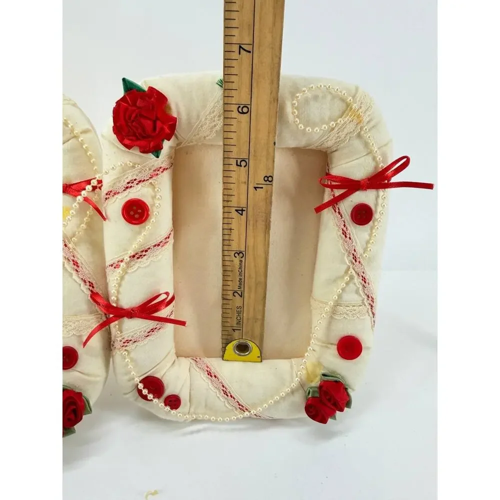 Handmade Fabric Picture Frame Set Floral Lace Ribbon Decorative Photo Frames